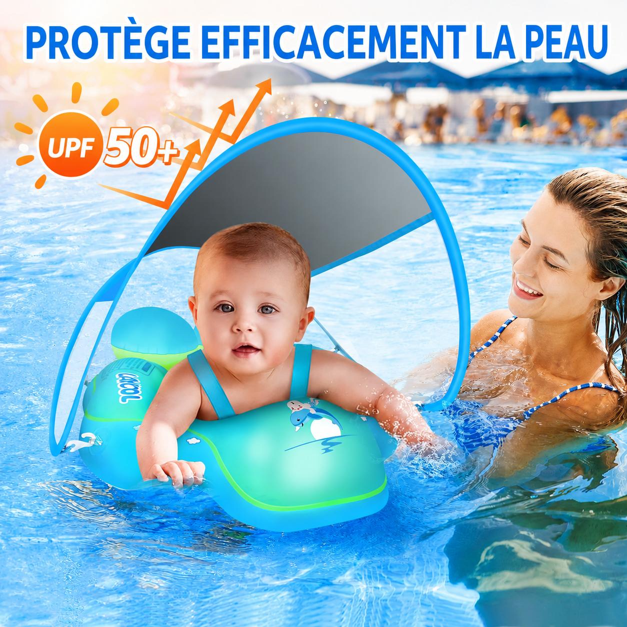 Bouée bébé avec pare-soleil et siège de natation