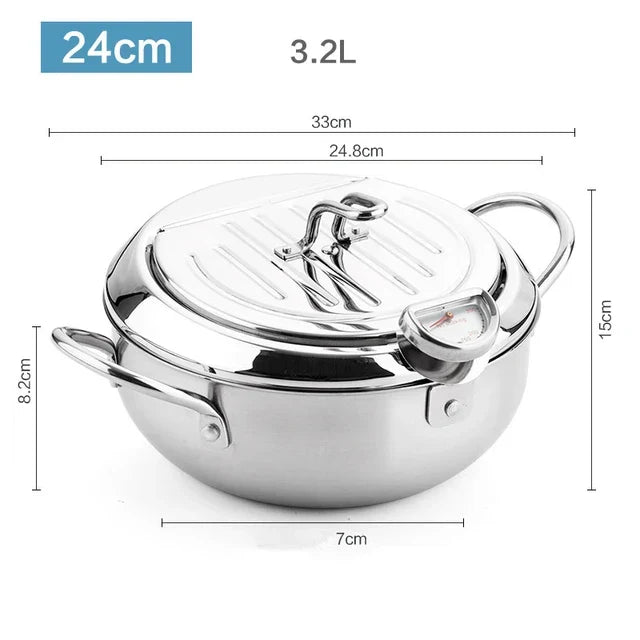 Friteuse en acier inoxydable avec thermomètre