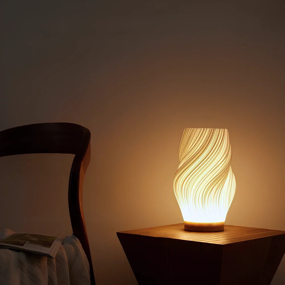 Lampe vague sereine base bois