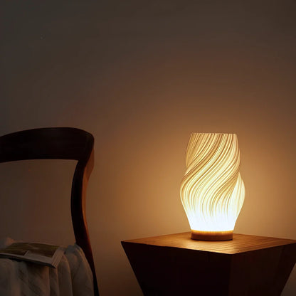 Lampe vague sereine base bois