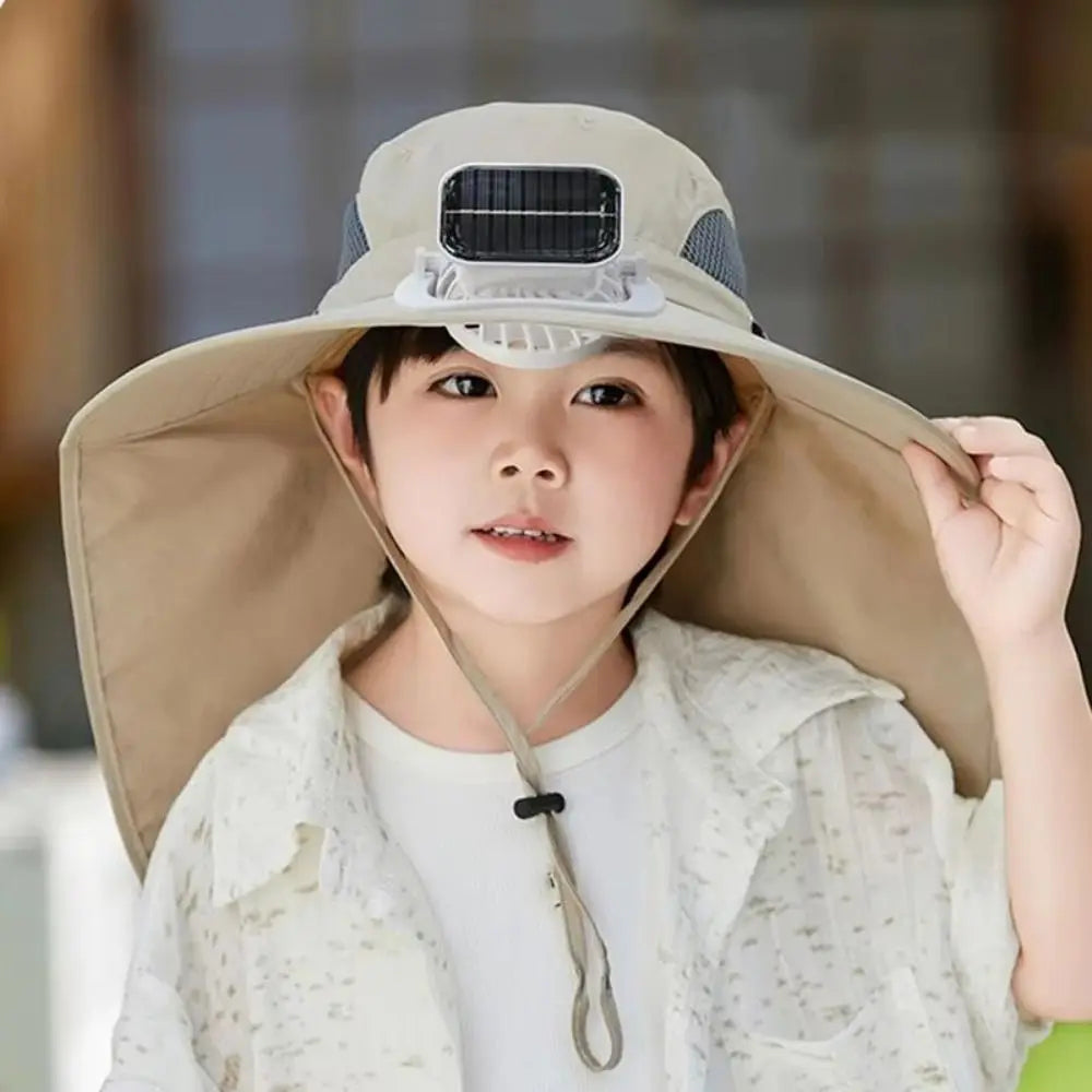 Chapeau enfant à ventilateur solaire réglable