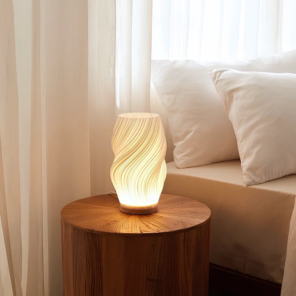 Lampe vague sereine base bois