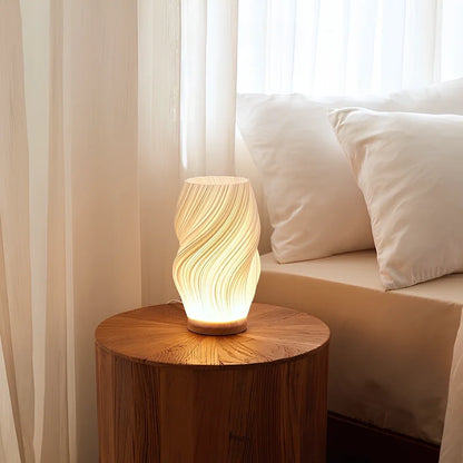 Lampe vague sereine base bois