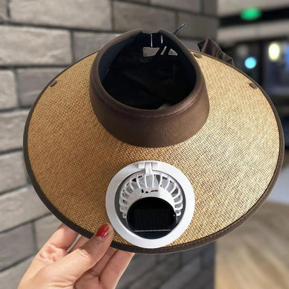 Chapeau de soleil à ventilateur solaire