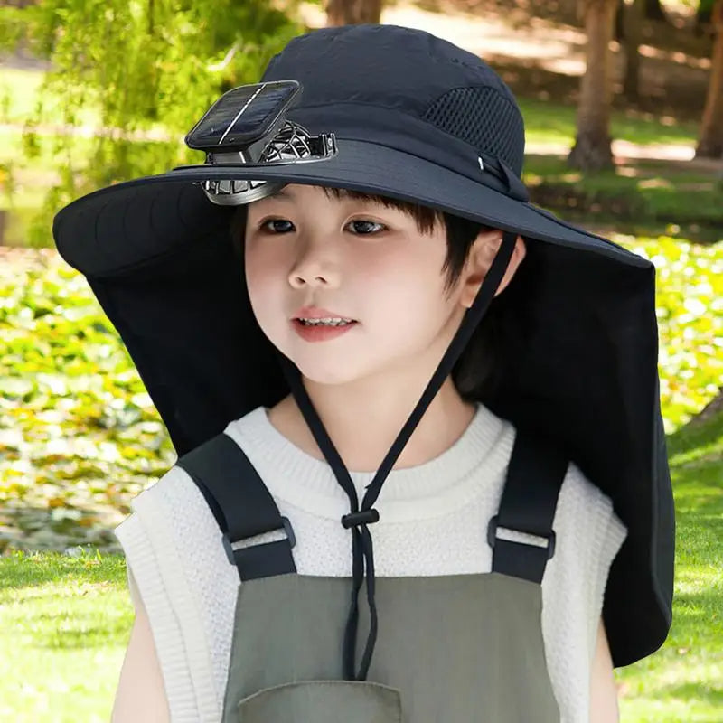 Chapeau enfant à ventilateur solaire réglable