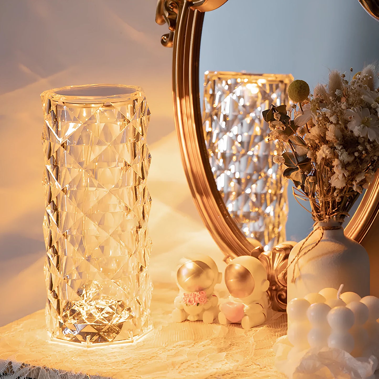 Lampe cristal tactile scintillante