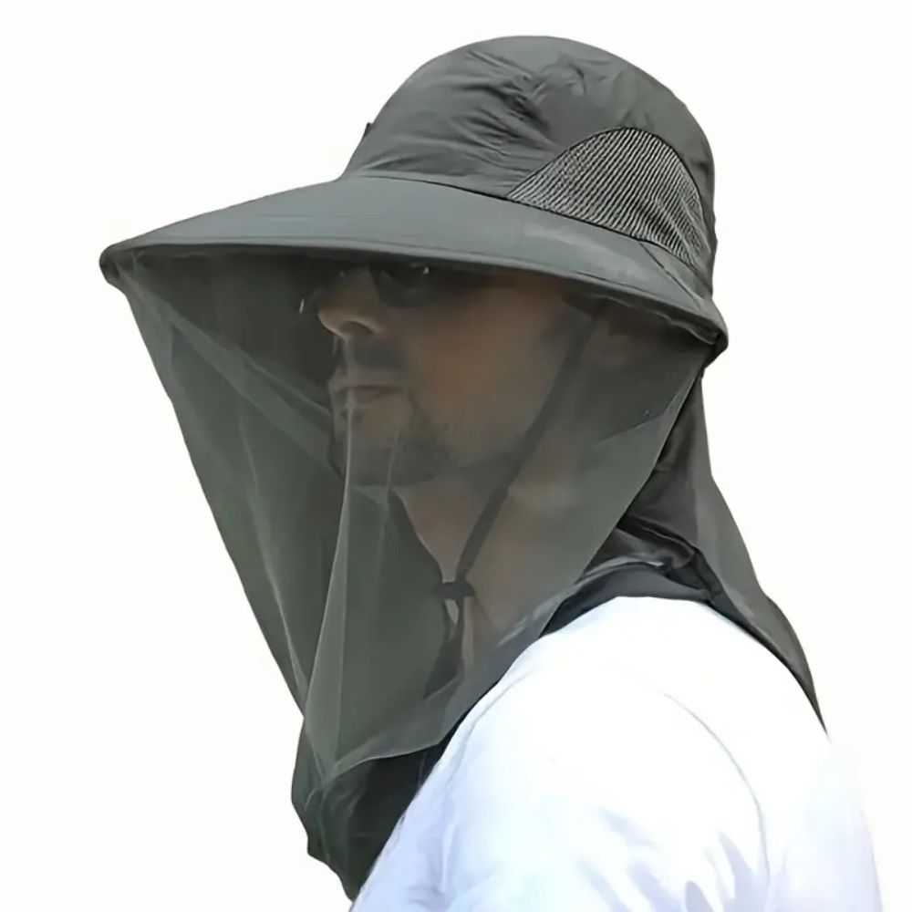 Chapeau anti-UV à large bord avec moustiquaire