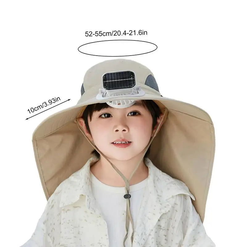 Chapeau enfant à ventilateur solaire réglable