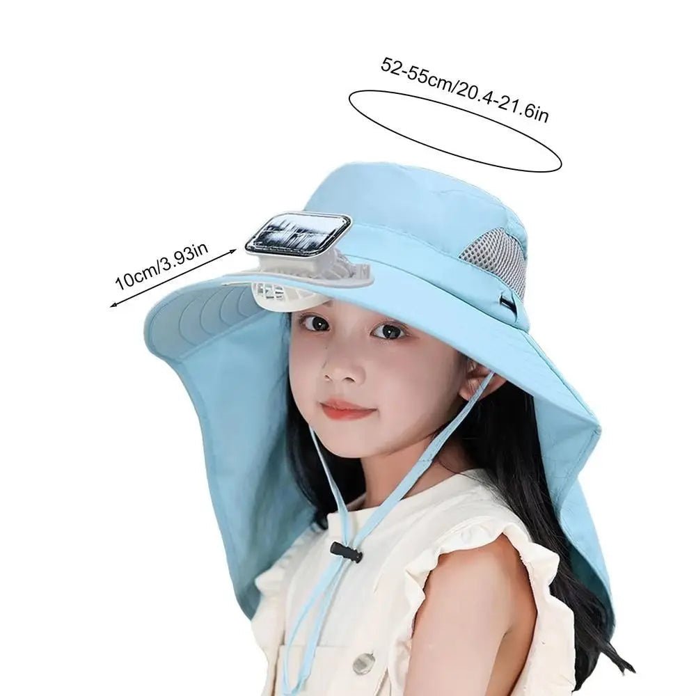 Chapeau enfant à ventilateur solaire réglable