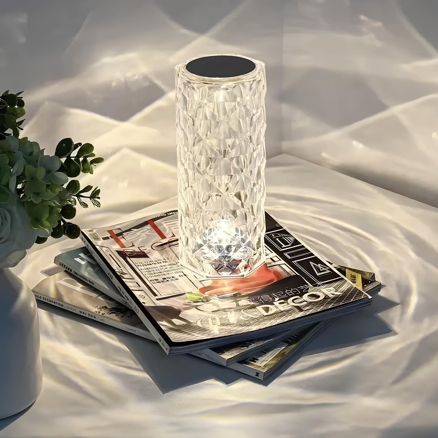 Lampe cristal tactile scintillante