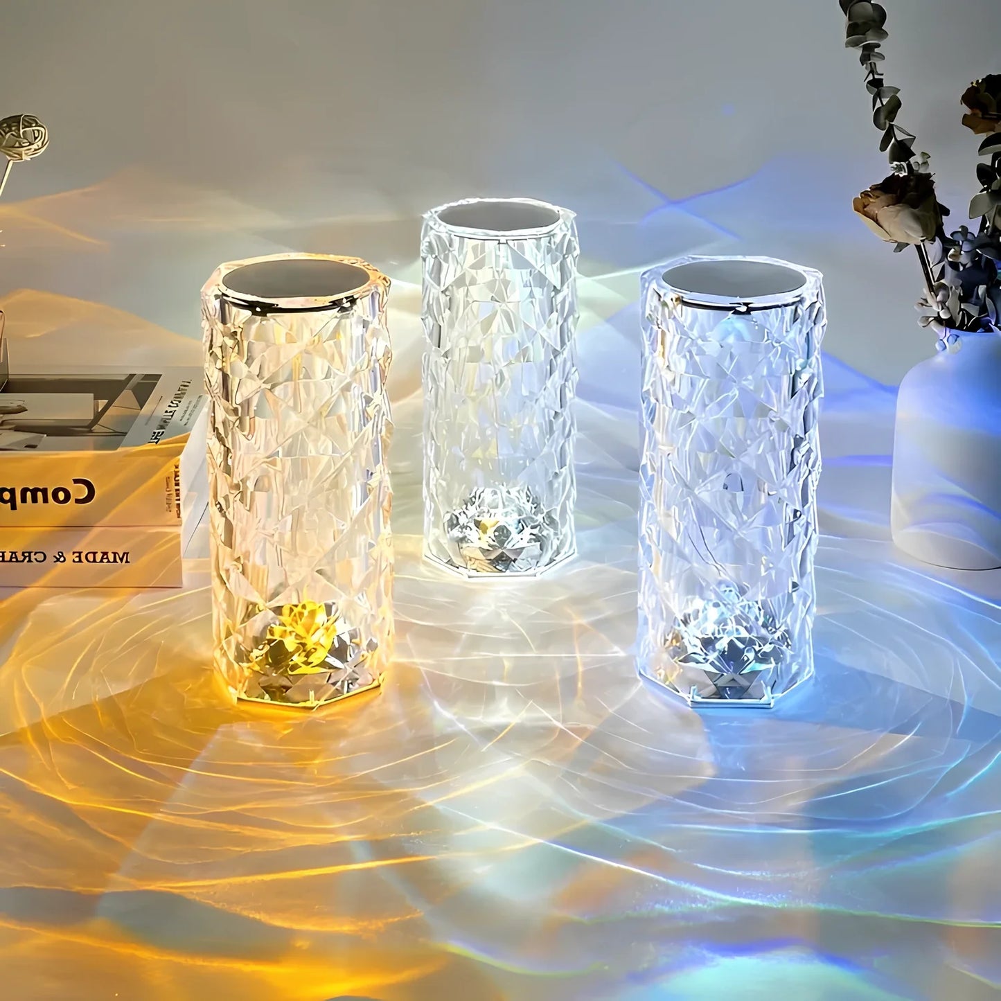 Lampe cristal tactile scintillante