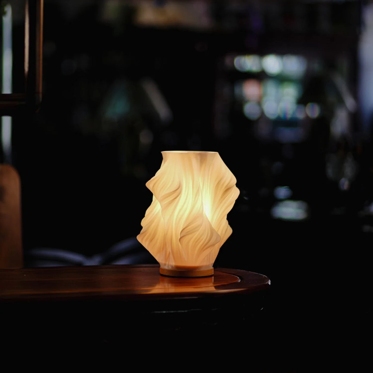 Lampe vague sereine base bois