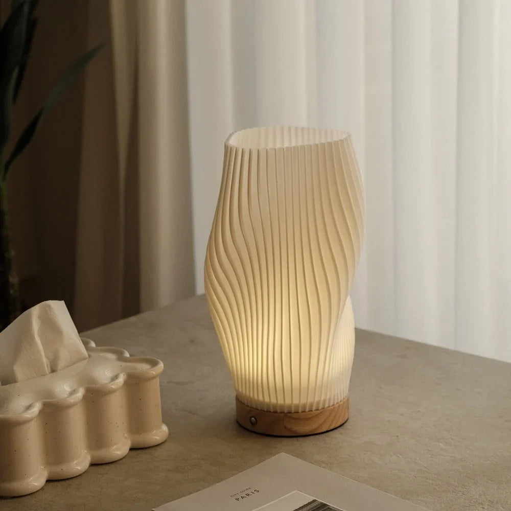 Lampe vague sereine base bois