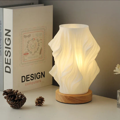 Lampe vague sereine base bois