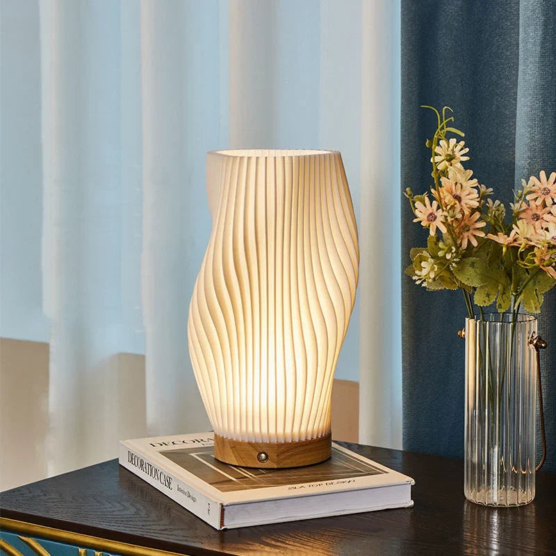 Lampe vague sereine base bois