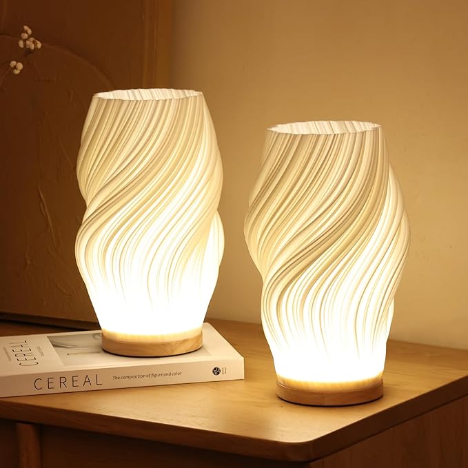 Lampe vague sereine base bois