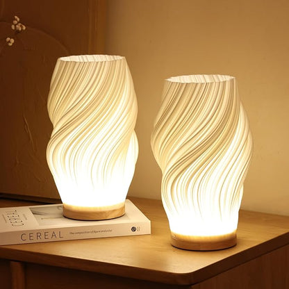 Lampe vague sereine base bois