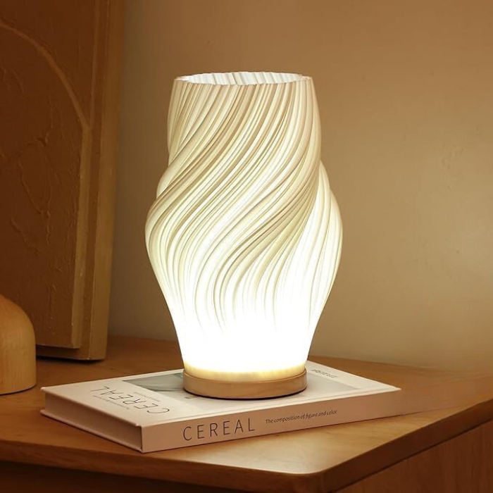 Lampe vague sereine base bois
