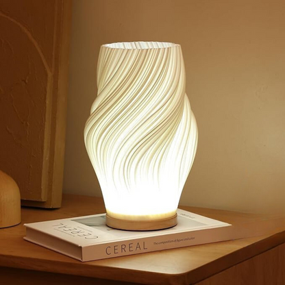 Lampe vague sereine base bois