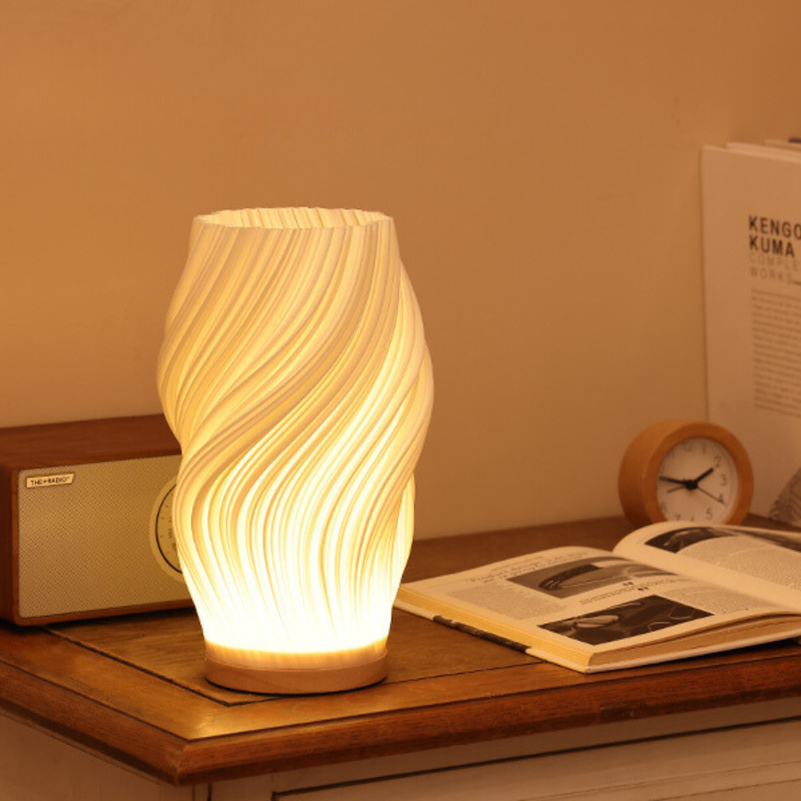 Lampe vague sereine base bois