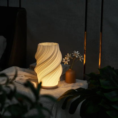 Lampe vague sereine base bois
