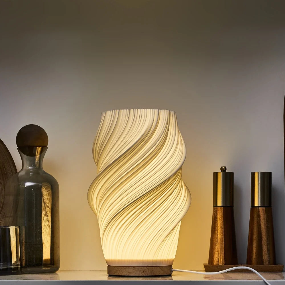 Lampe vague sereine base bois