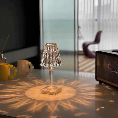 Lampe cristal scintillant tactile