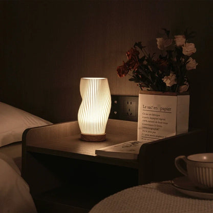 Lampe vague sereine base bois