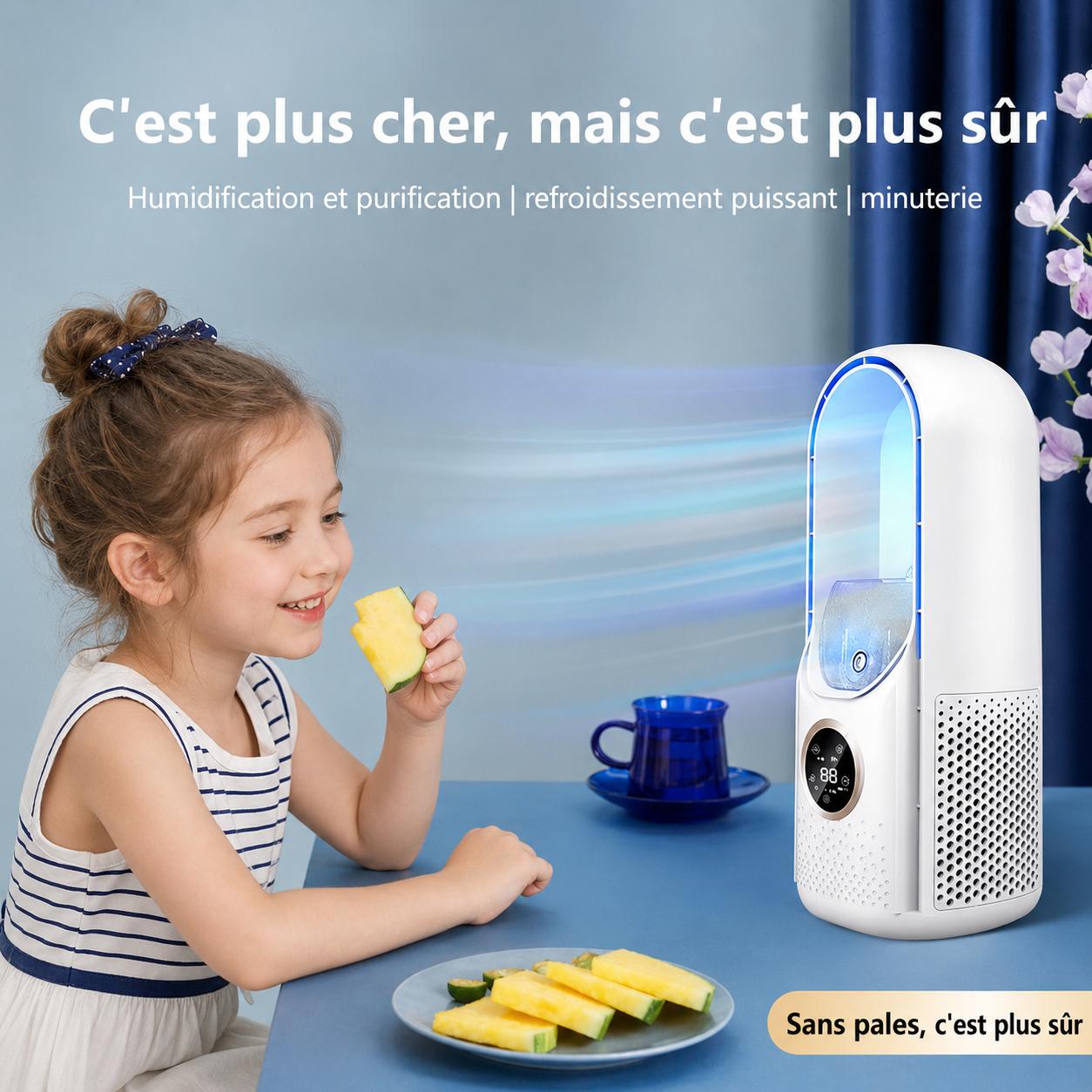Climatiseur portable sans pales avec écran LED