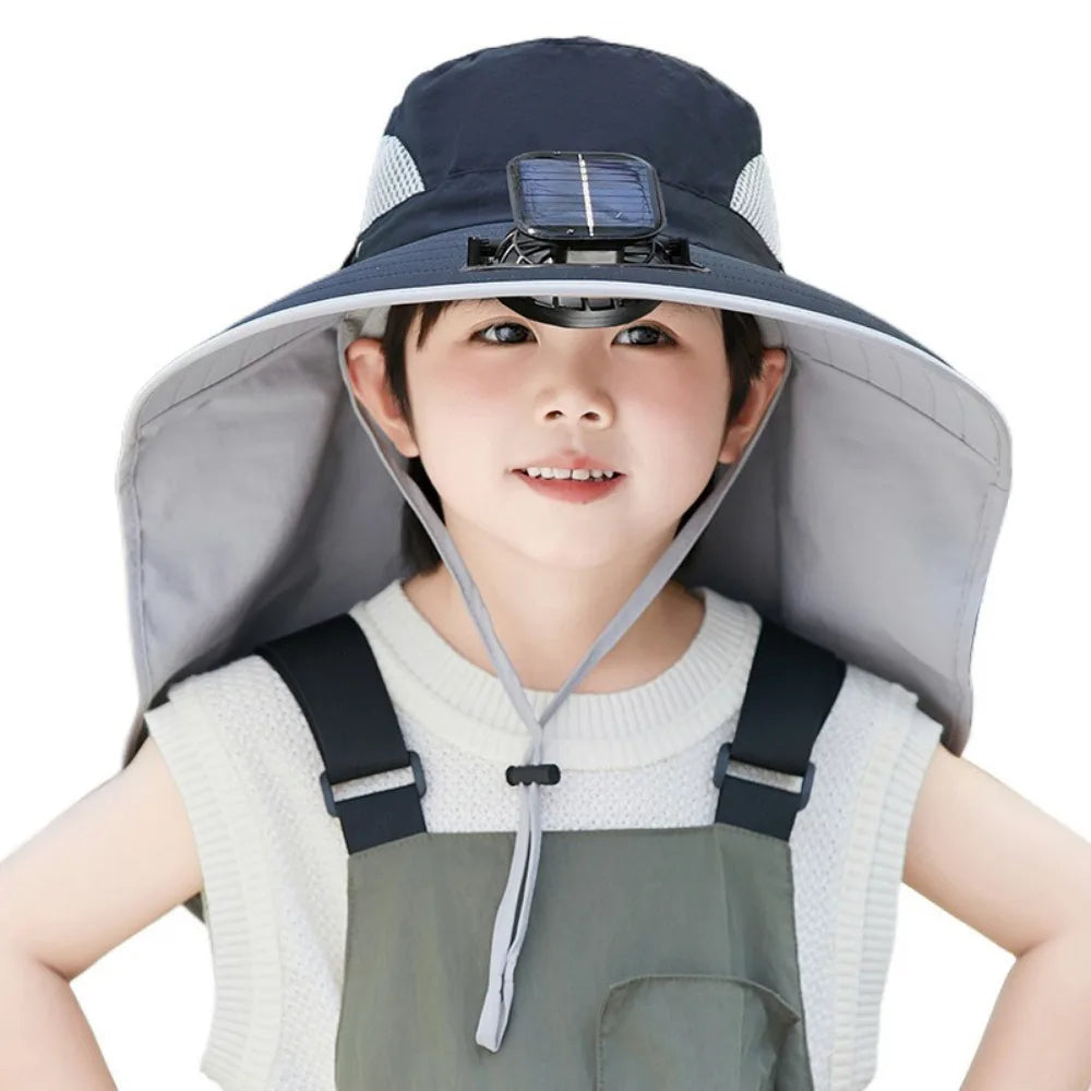 Chapeau enfant à ventilateur solaire réglable