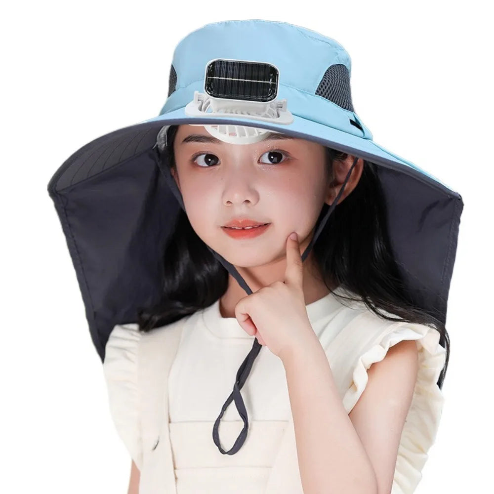 Chapeau enfant à ventilateur solaire réglable