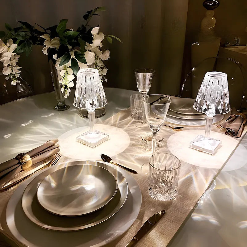 Lampe cristal scintillant tactile