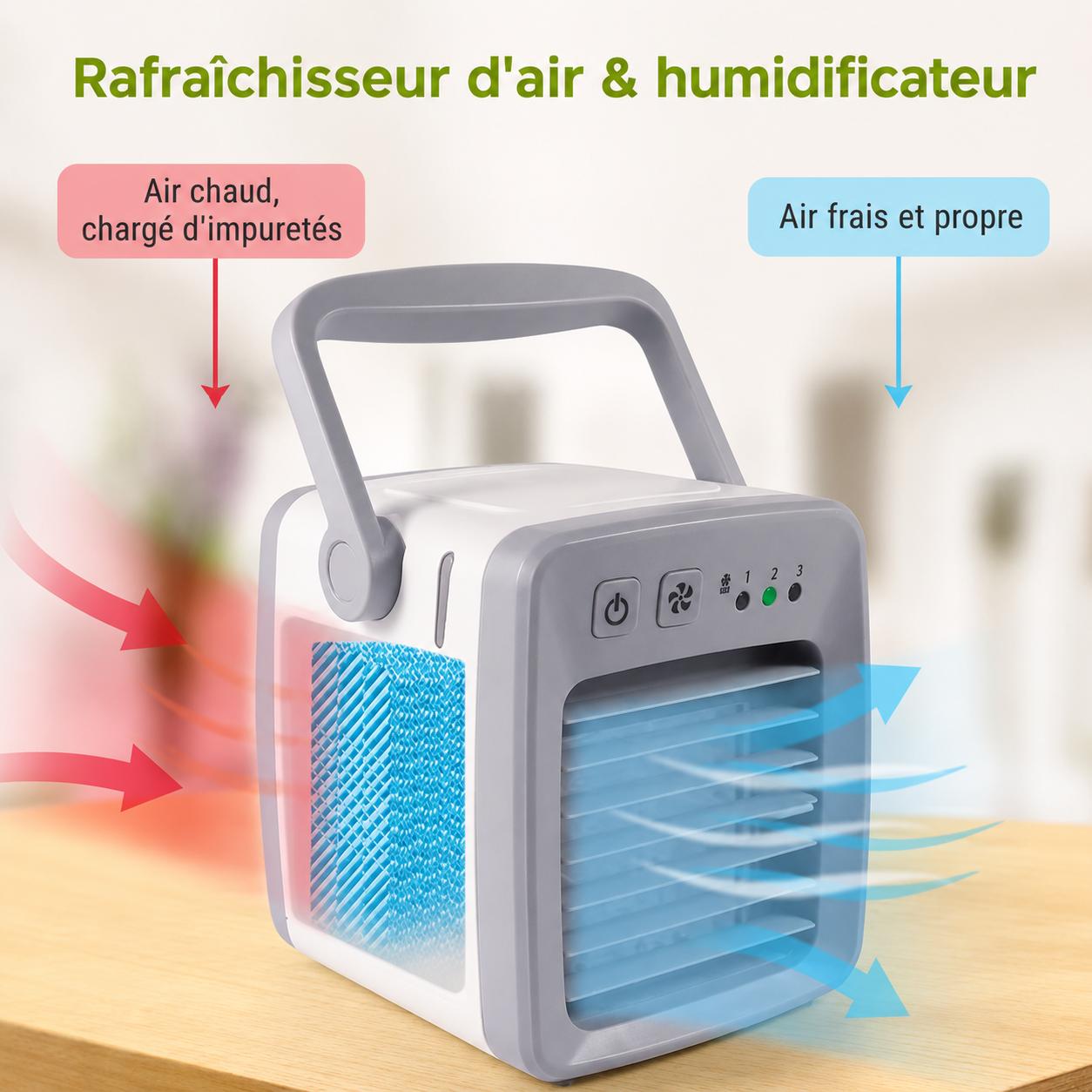 Climatiseur portable 4-en-1 humidificateur
