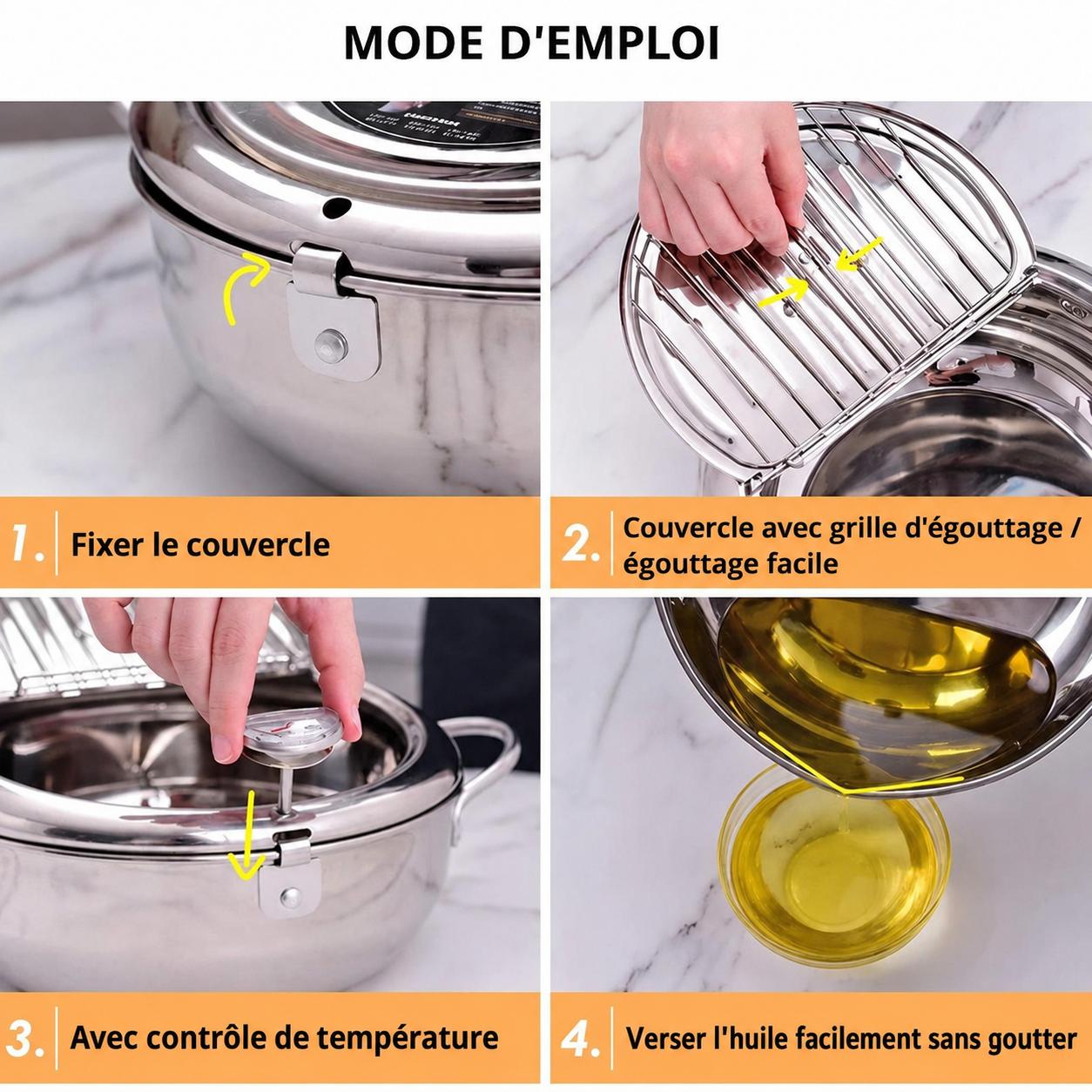 Friteuse en acier inoxydable avec thermomètre
