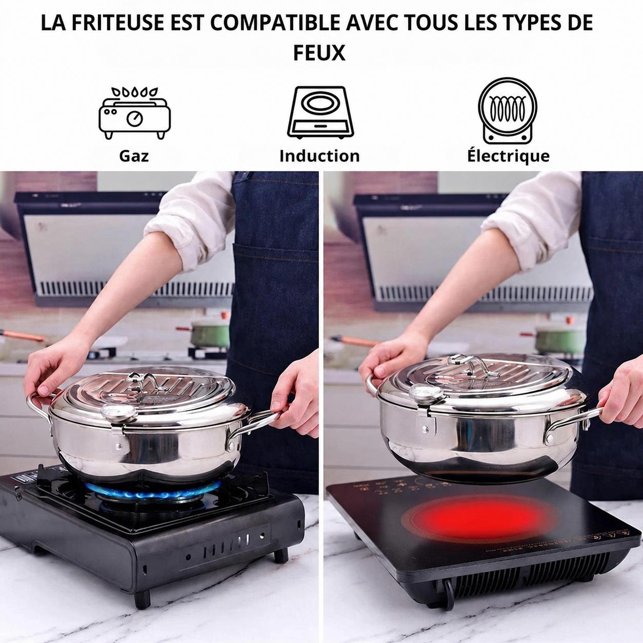 Friteuse en acier inoxydable avec thermomètre