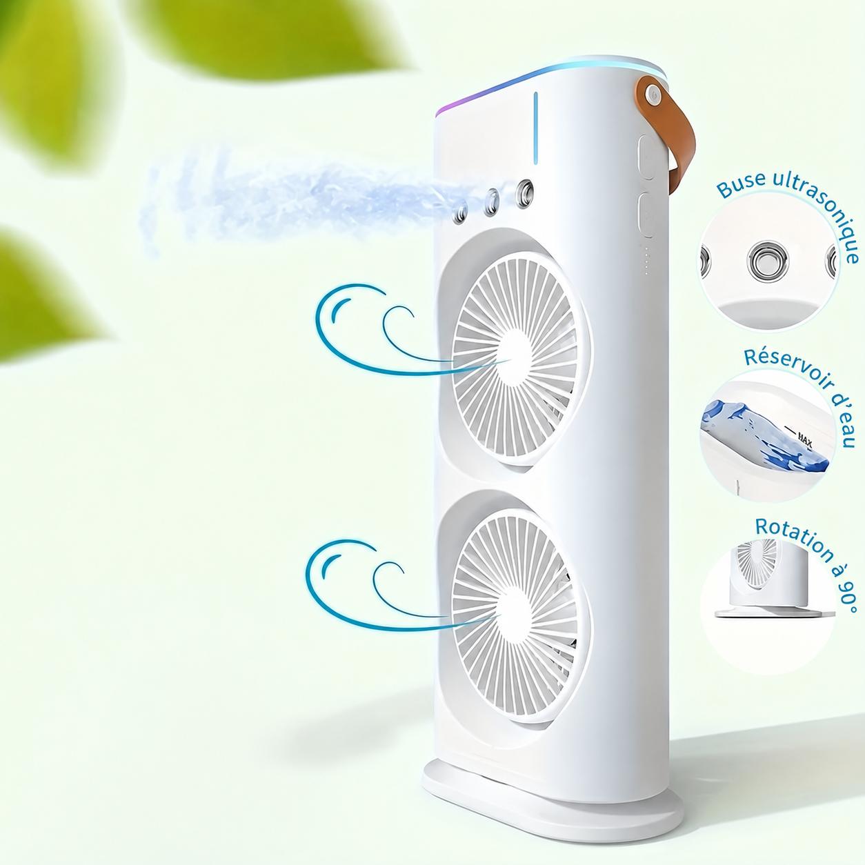 Ventilateur climatiseur double tête portable