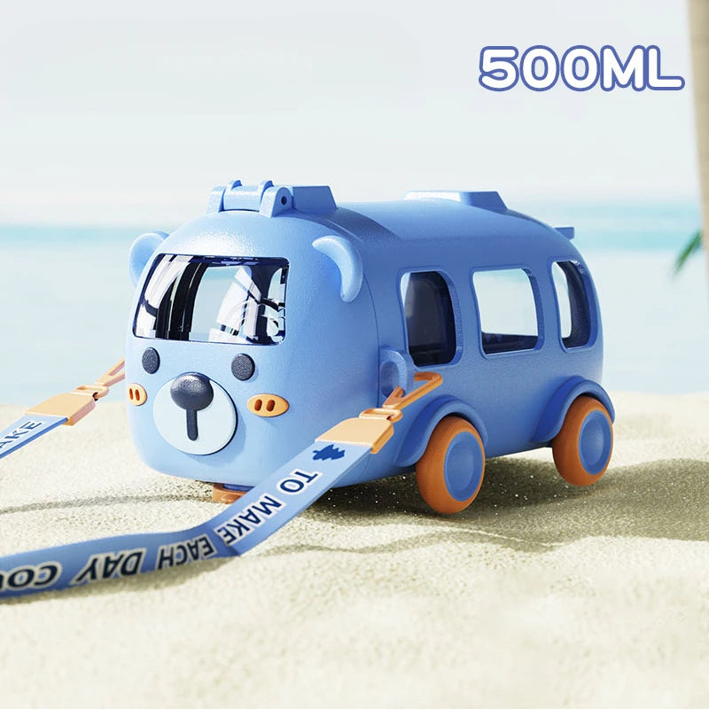 Gourde enfant bus avec paille en silicone