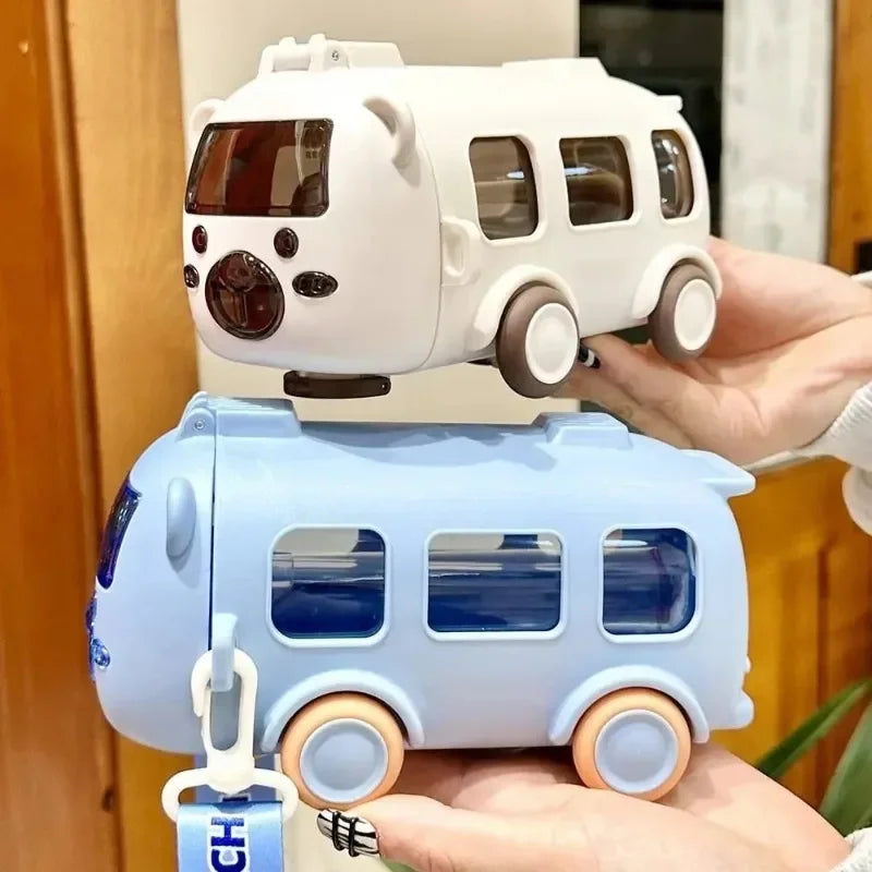 Gourde enfant bus avec paille en silicone