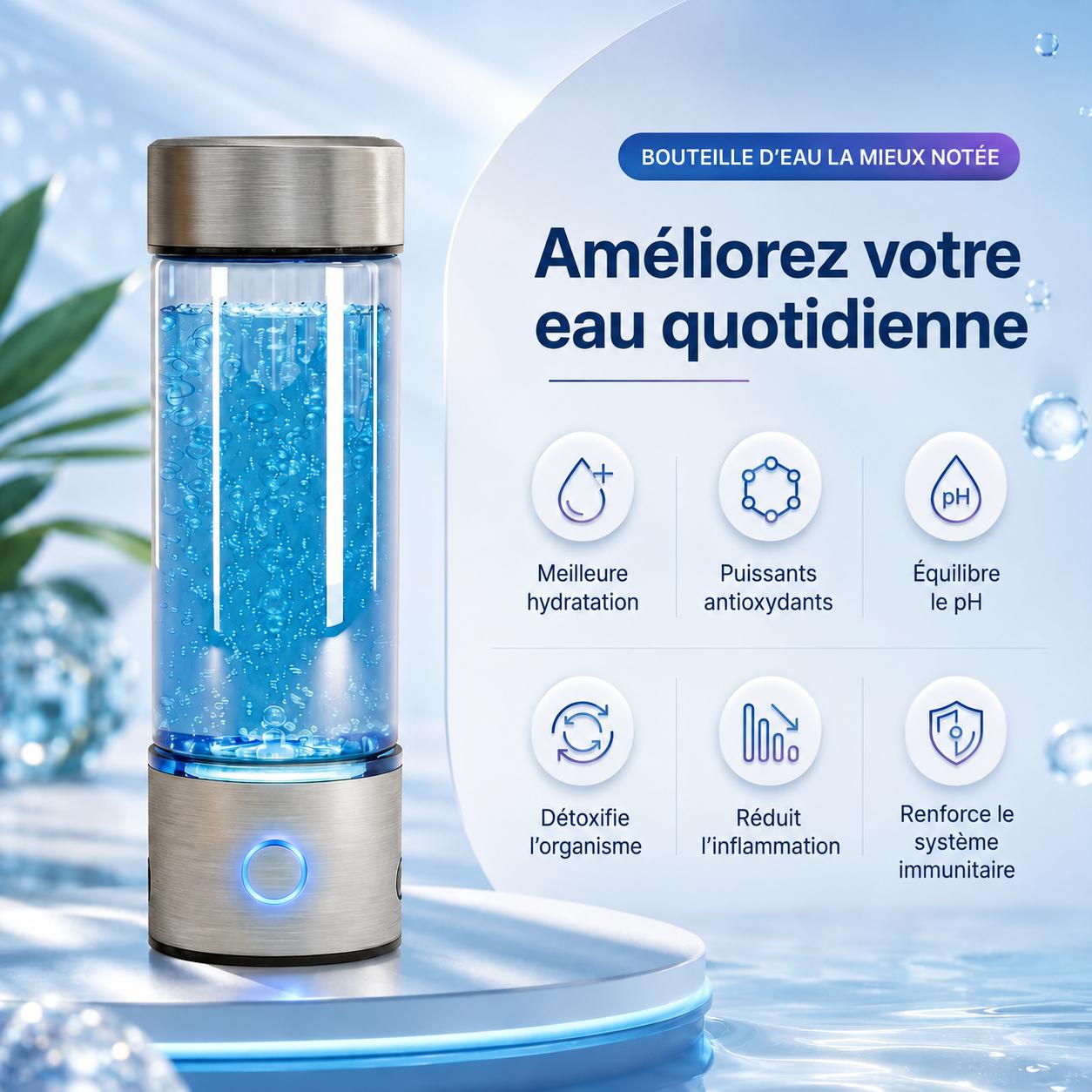 Bouteille d'hydrogène en verre borosilicaté