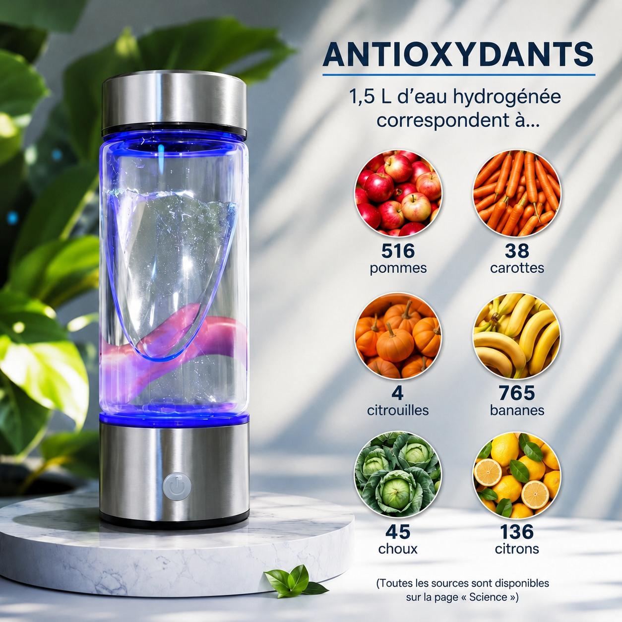 Bouteille d'hydrogène en verre borosilicaté