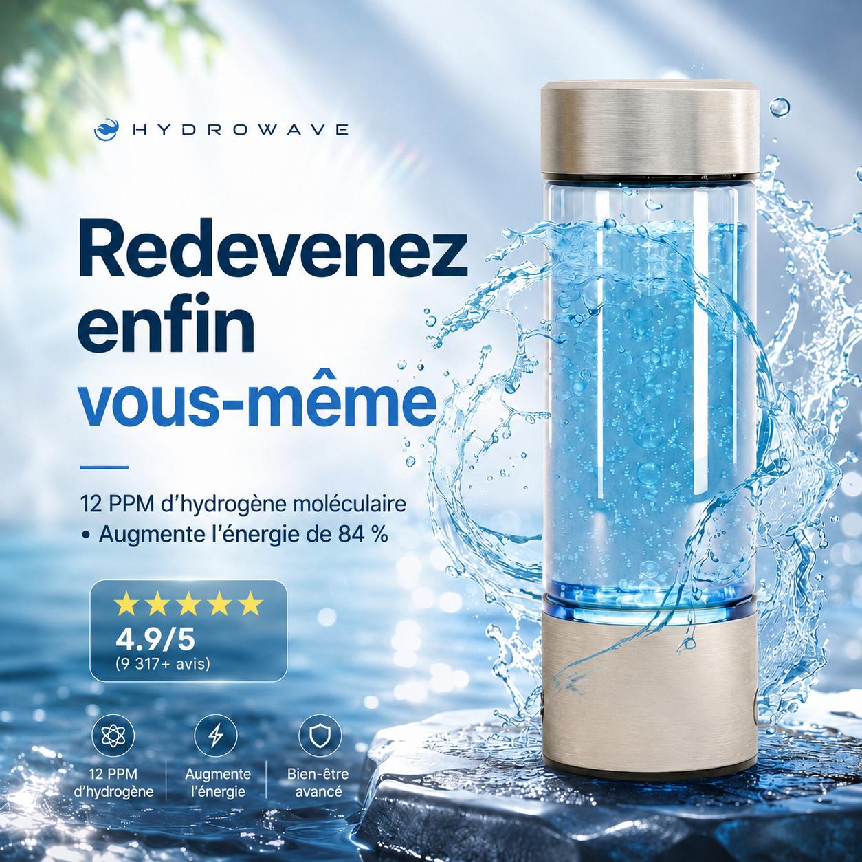 Bouteille d'hydrogène en verre borosilicaté