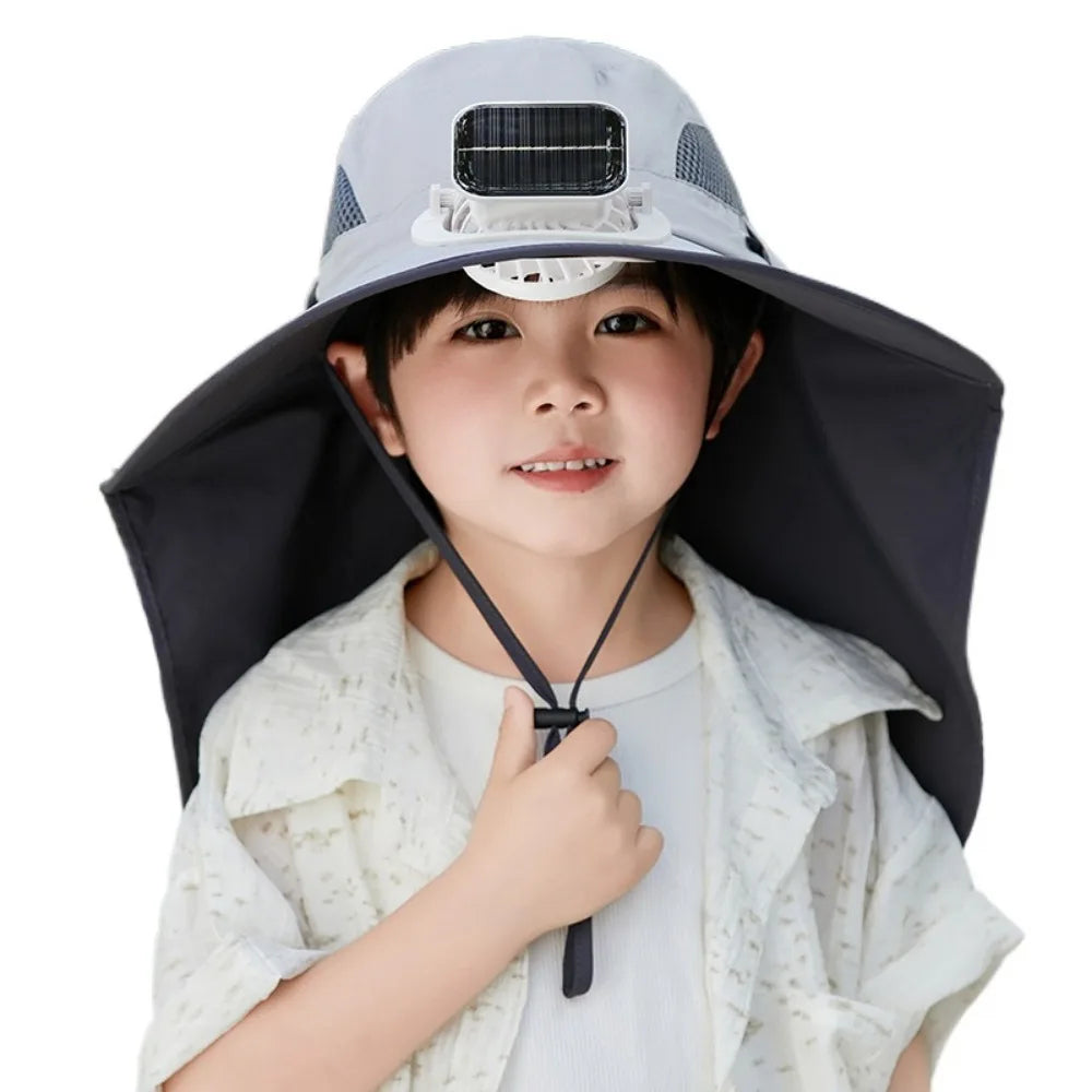 Chapeau enfant à ventilateur solaire réglable
