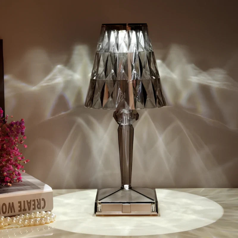 Lampe cristal scintillant tactile