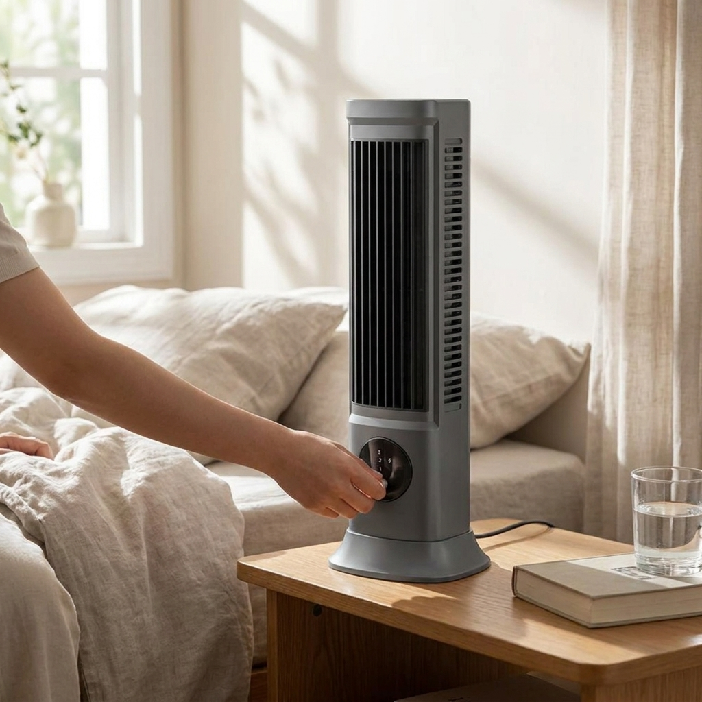 Mini ventilateur de bureau rechargeable et silencieux en situation