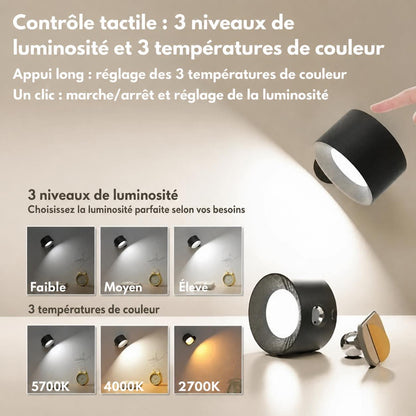 Lampe Murale Rechargeable Rotative 360°