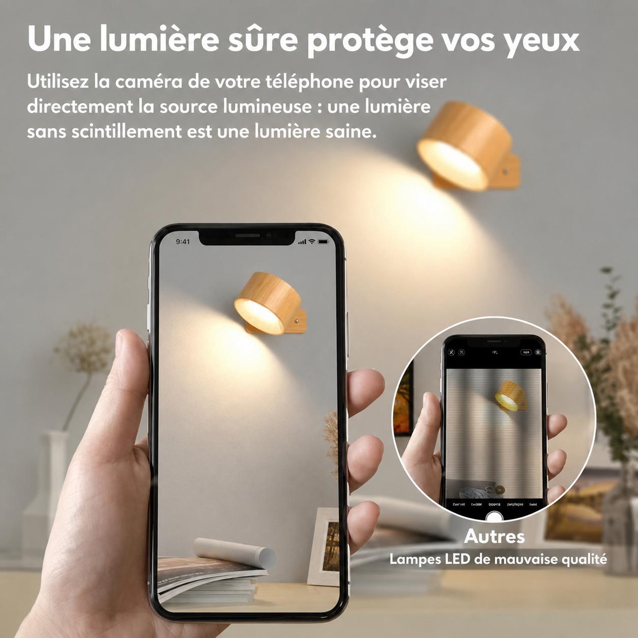 Lampe Murale Rechargeable Rotative 360°