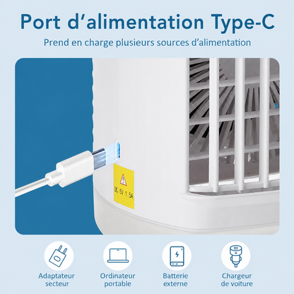 Mini climatiseur portable 3-en-1 avec veilleuse LED