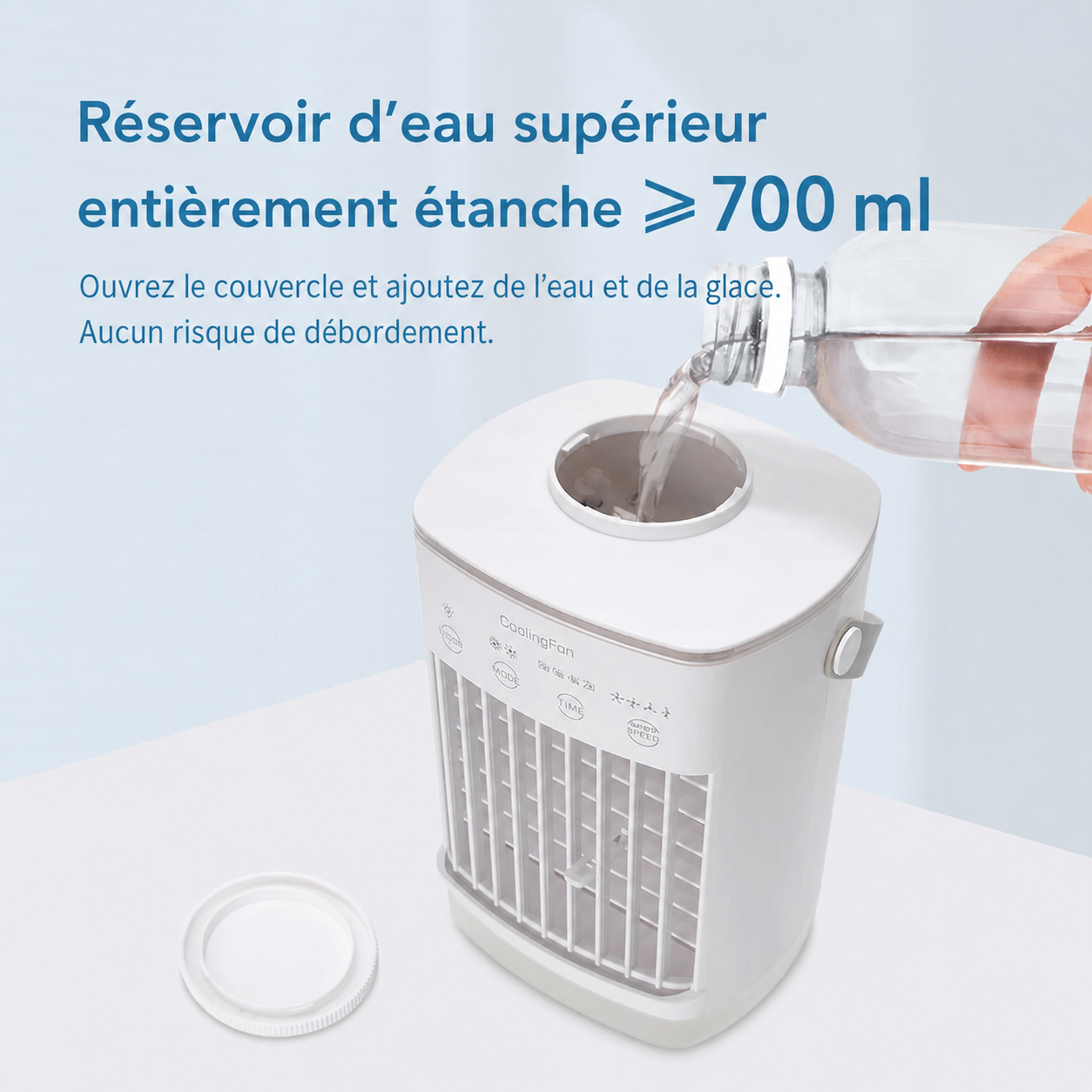 Mini climatiseur portable 3-en-1 avec veilleuse LED