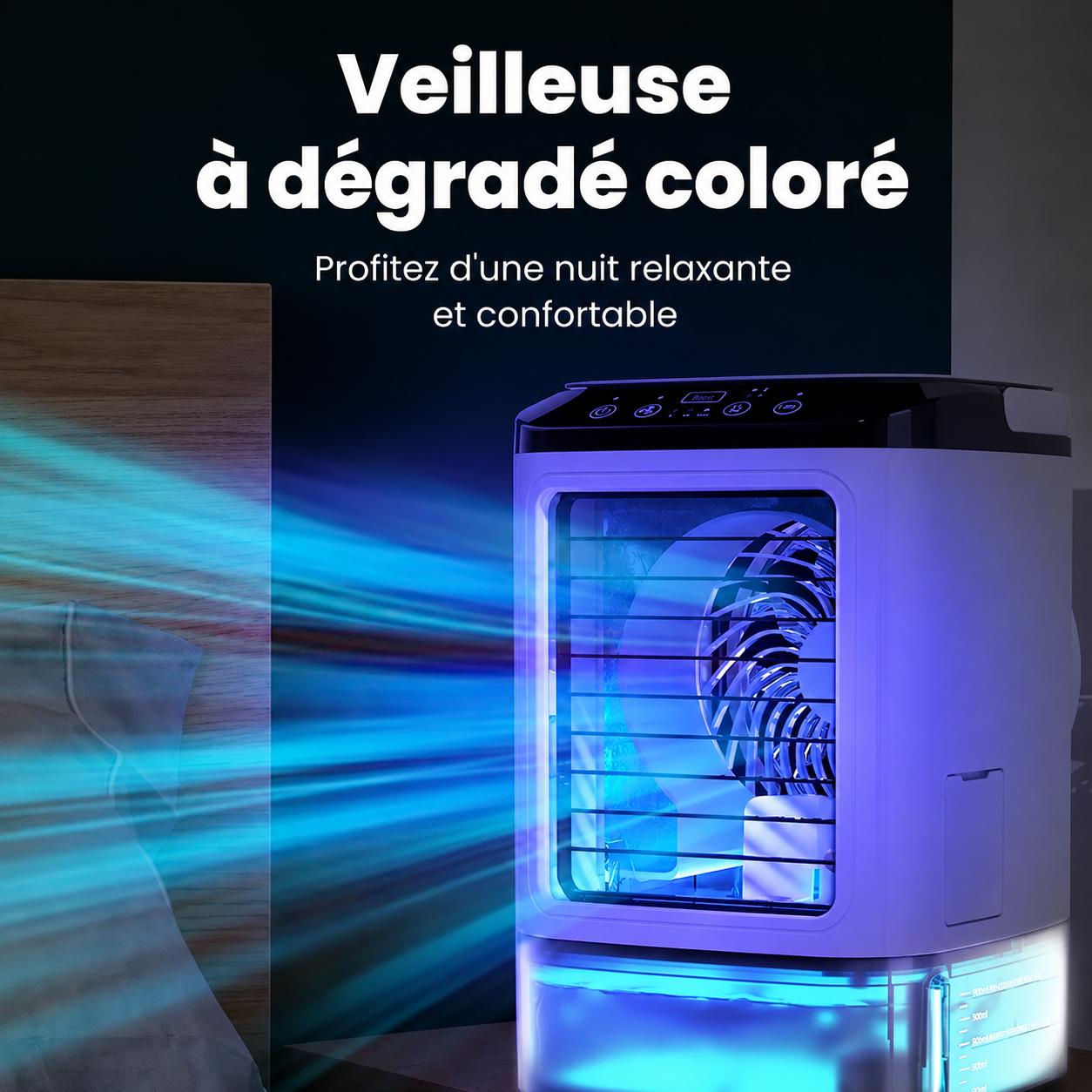 Climatiseur portable 3 vitesses à brumisation