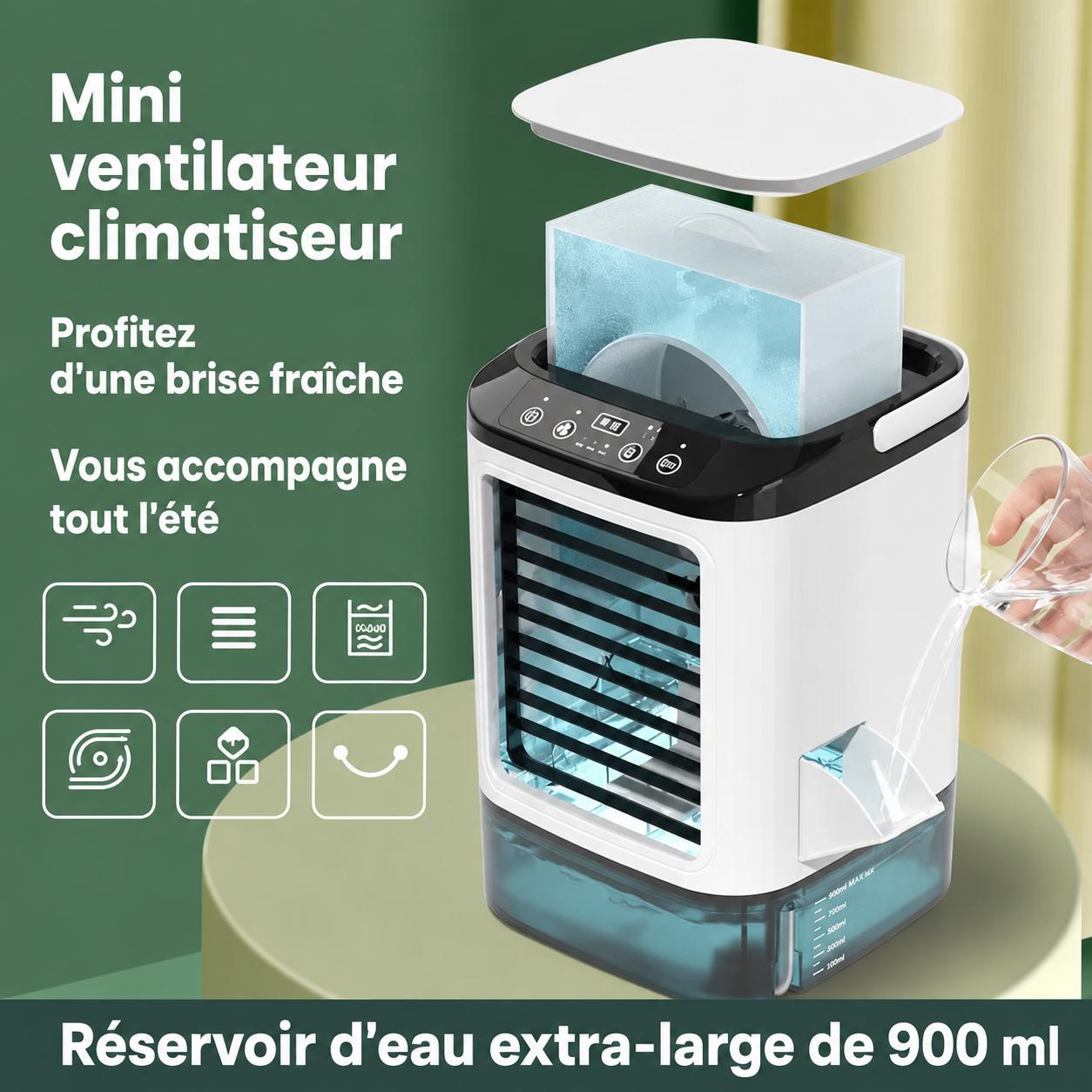 Climatiseur portable 3 vitesses à brumisation